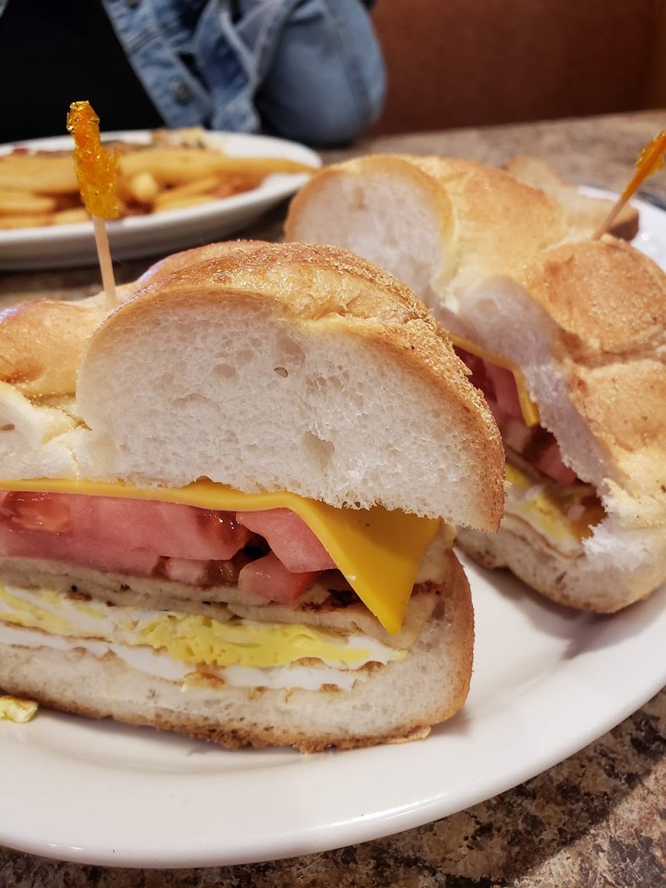 Egg Sandwich with Cheese and Chicken Gyro