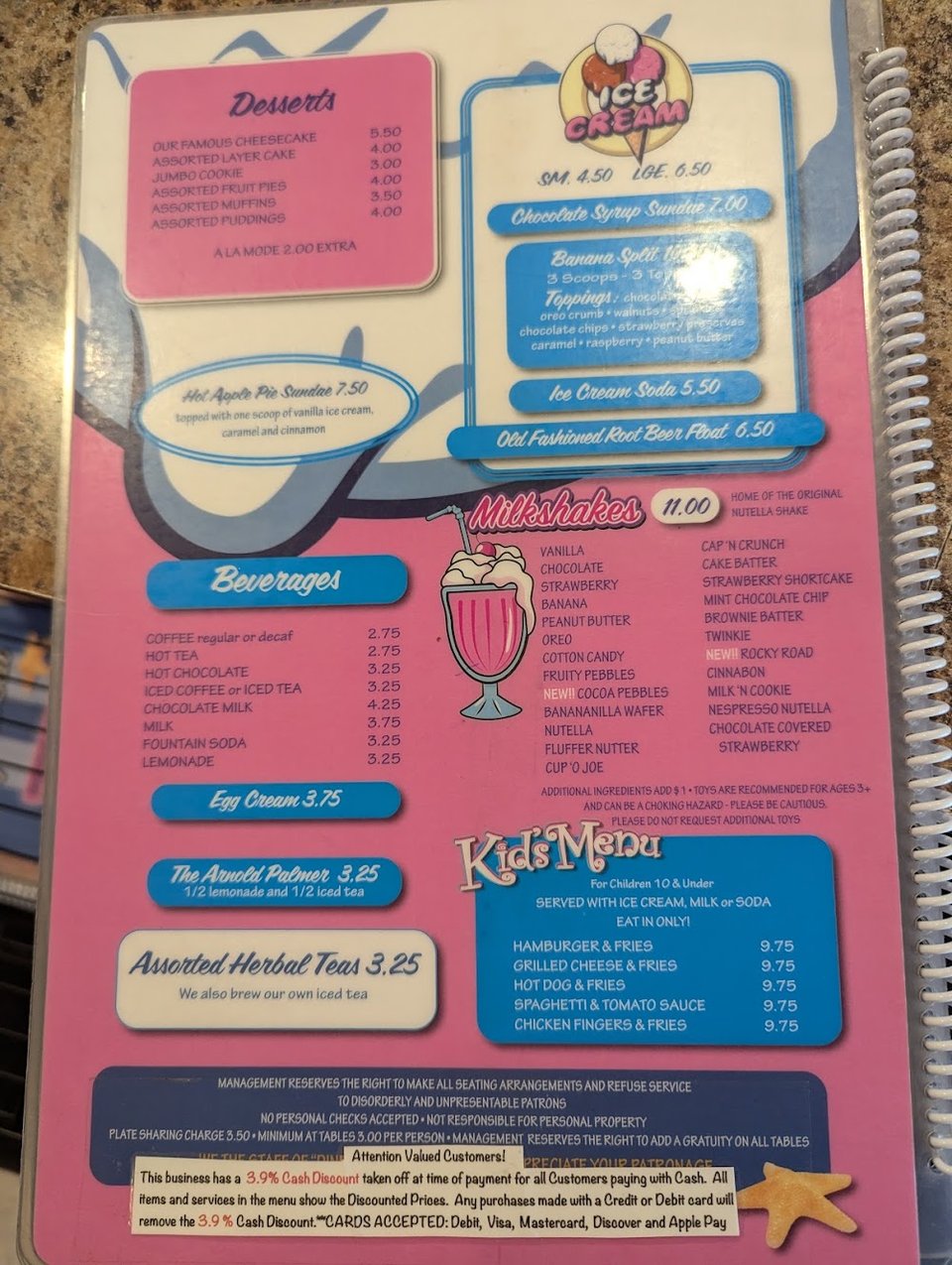Menu board listing diner breakfast specialties.